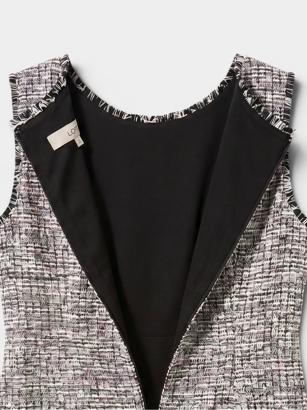 LOFT Black/White Shimmer Tweed Boucle Knit Short Dress - Size 6 (NWOT) - Picture 6 of 9